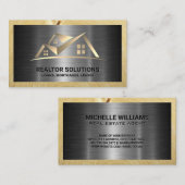 Carte De Visite Logo immobilier | Métallique et bois (Devant / Derrière)