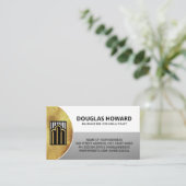 Carte De Visite Logo immobilier moderne | Blanc d'argent doré (Debout devant)