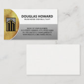 Carte De Visite Logo immobilier moderne | Blanc d'argent doré (Devant / Derrière)