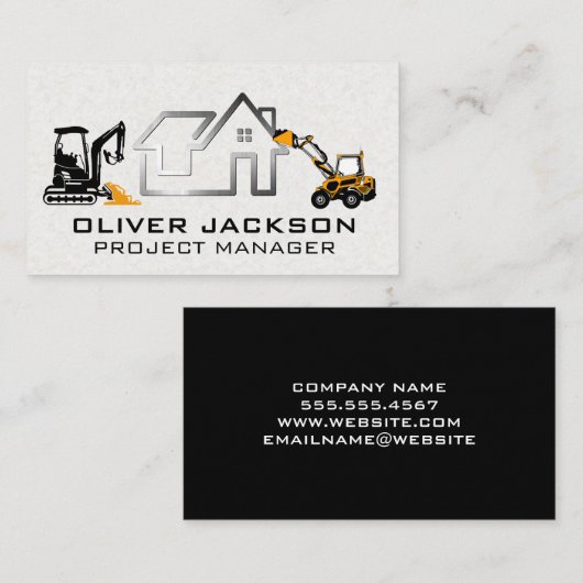 Carte De Visite Logo immobilier moderne | Véhicules de constructio (Devant / Derrière)