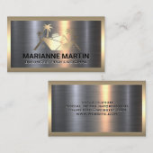 Carte De Visite Logo immobilier | Or Argent métallique (Devant / Derrière)