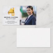 Carte De Visite Logo Immobilier Or | Femme d'affaires  (Devant / Derrière)