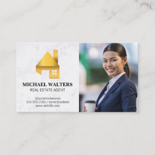 Carte De Visite Logo Immobilier Or Femme d'affaires