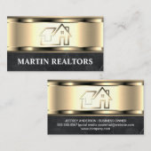 Carte De Visite Logo immobilier | Or métallique | Luxe (Devant / Derrière)
