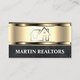 Carte De Visite Logo immobilier Or métallique Luxe
