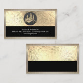 Carte De Visite Logo immobilier Sequin Or Metallic (Devant / Derrière)