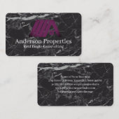Carte De Visite Logo immobilier violet | Marbre noir (Devant / Derrière)