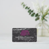 Carte De Visite Logo immobilier violet | Marbre noir (Debout devant)