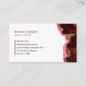 Carte De Visite Logo Initial de Coiffeur en Agate Pailletée Or Rou (Devant)