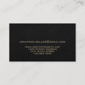 Carte De Visite Logo initial de luxe en cuir noir (Dos)