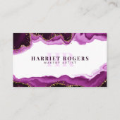 Carte De Visite Logo initial de maquilleuse avec agate et paillett (Dos)