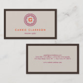 Carte De Visite LOGO INITIAL DÉCORATIF en PALETTE TAN (Devant / Derrière)