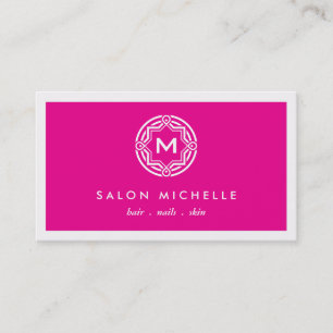 Carte De Visite LOGO INITIAL DÉCORATIF sur MAGENTA