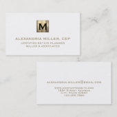 Carte De Visite Logo initial solide blanc et or (Devant / Derrière)