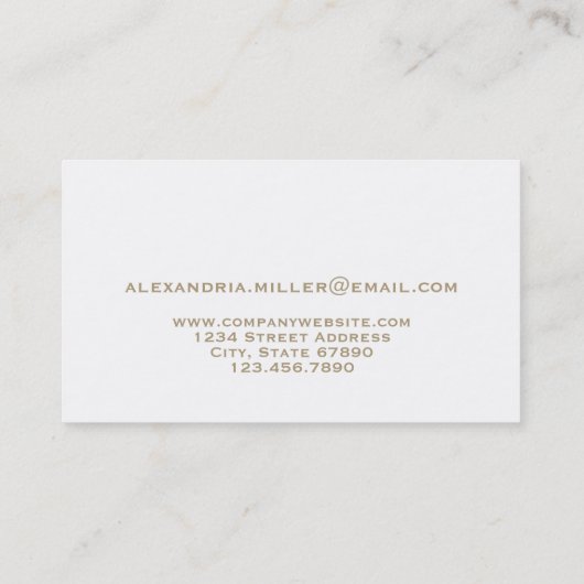 Carte De Visite Logo initial solide blanc et or (Dos)