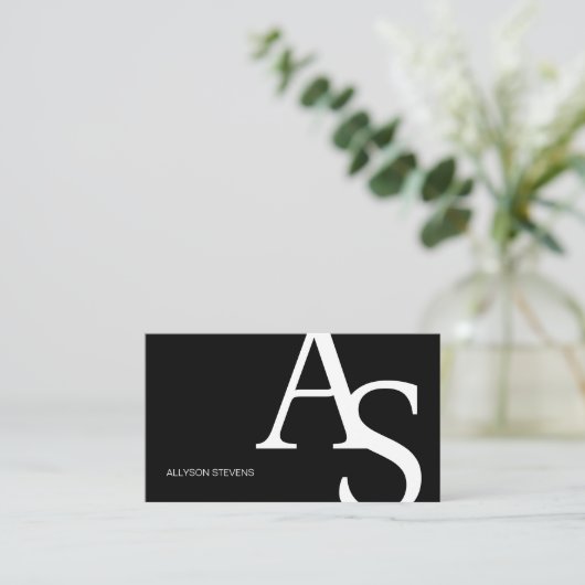 Carte De Visite Logo initiales blanc noir maquillage code qr (Debout devant)