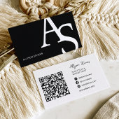 Carte De Visite Logo initiales blanc noir maquillage code qr