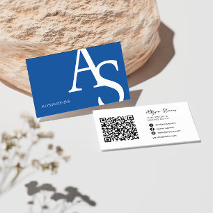 Carte De Visite Logo initiales moderne bleu bold maquillage code q