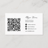 Carte De Visite Logo initiales néon rose gras maquillage code qr (Dos)