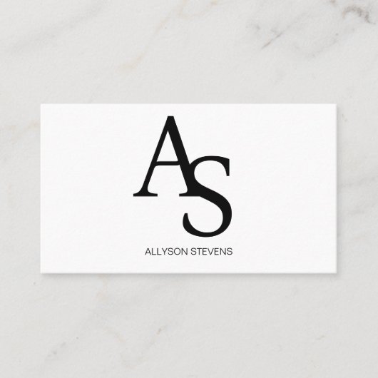 Carte De Visite Logo initiales noir blanc maquillage cheveux code (Devant)