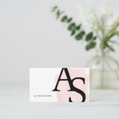 Carte De Visite Logo initiales pinceau rose maquillage gras code q (Debout devant)