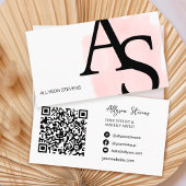 Carte De Visite Logo initiales pinceau rose maquillage gras code q