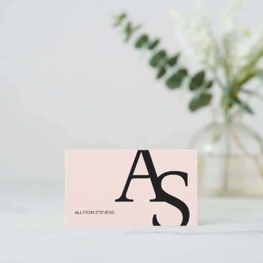 Carte De Visite Logo initiales rose blush bold maquillage code qr (Debout devant)