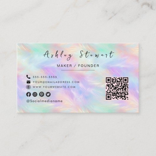 Carte De Visite Logo Iridescal Opal Design Qr Code Professionnel (Devant)