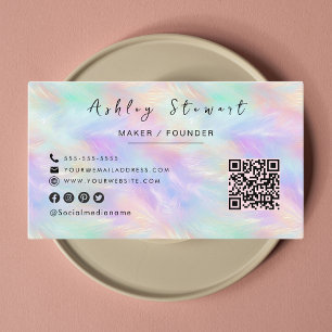 Carte De Visite Logo Iridescal Opal Design Qr Code Professionnel