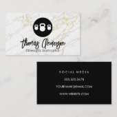 Carte De Visite Logo Kettle Bell | Arrière - plan en marbre doré (Devant / Derrière)