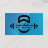 Carte De Visite Logo Kettle Bell Dumbbells | Géométrique bleue (Devant)