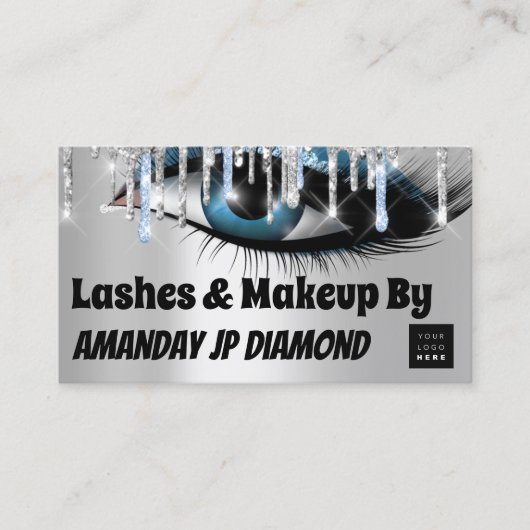 Carte De Visite Logo Lashes Instruction post-soins Blue Silver (Devant)
