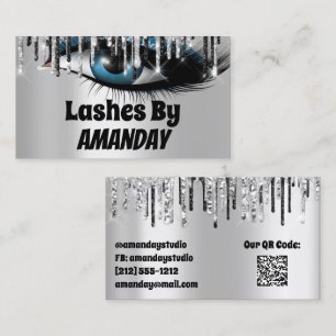 Carte De Visite Logo Lashes maquillage Artiste Déchets d'argent Co