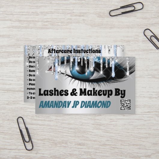 Carte De Visite Logo Lashes Micorblade Aftercare Blue Drift Code Q (Devant/Arrière en situation)