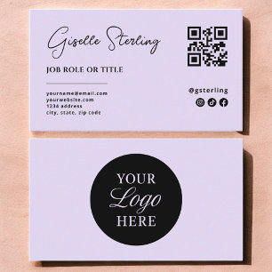 Carte De Visite Logo Lilac Purple Code QR Minimaliste Professionne