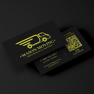Carte De Visite Logo Lime Jaune Noir de Minimal Logistics Movers