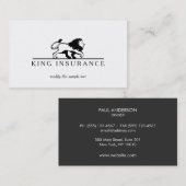 Carte De Visite Logo Lion classique professionnel noir et blanc (Devant / Derrière)