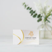 Carte De Visite Logo Lion Doré Professionnel Monogramme (Debout devant)