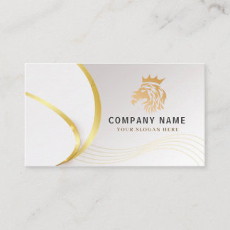 Carte De Visite Logo Lion Doré Professionnel Monogramme
