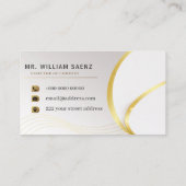 Carte De Visite Logo Lion Doré Professionnel Monogramme (Dos)