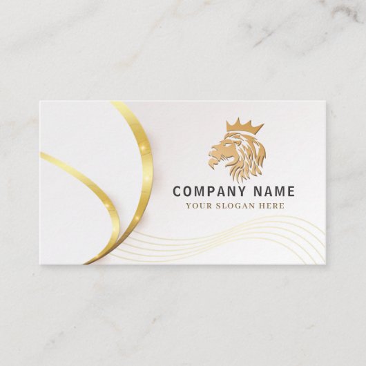 Carte De Visite Logo Lion Doré Professionnel Monogramme (Devant)