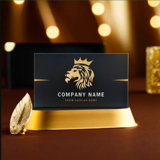Carte De Visite Logo Lion Élégant Monogramme