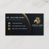 Carte De Visite Logo Lion Élégant Monogramme (Dos)