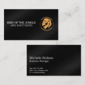 Carte De Visite Logo Lion et Stars | Arrière - plan carbone (Devant / Derrière)