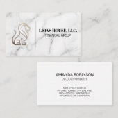 Carte De Visite Logo Lion | MARBRE BLANC (Devant / Derrière)