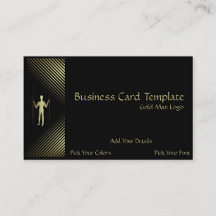 Carte De Visite Logo Long Man - Simple Gold Man