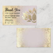 Carte De Visite logo lotus en feuille d'or faux merci (Devant / Derrière)