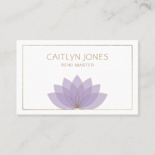 Carte De Visite Logo Lotus Purple Et Or Yoga   Reiki