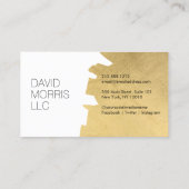 Carte De Visite Logo Luxe Abstrait Gold Brushstroke en blanc (Dos)