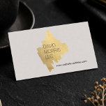 Carte De Visite Logo Luxe Abstrait Gold Brushstroke sur Tan<br><div class="desc">Une forme abstraite en or métallique ajoute un intérêt visuel à ce design carte de visite moderne. Votre nom ou nom d'entreprise est minimalement stylisé sur le dessus pour un logo unique. Cette carte recto verso offre une grande place à l'arrière pour vos coordonnées. Créé pour les professionnels et les...</div>